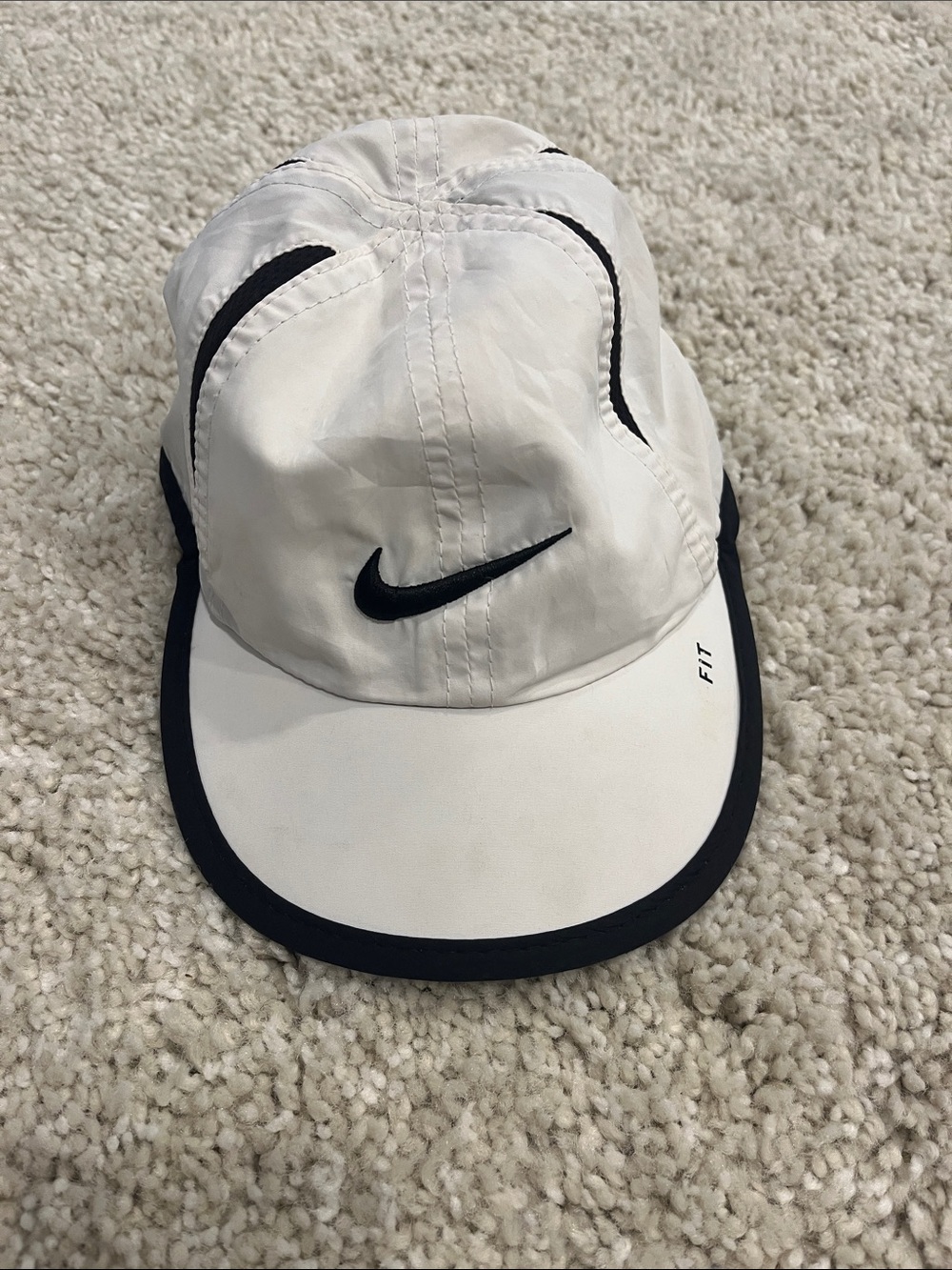 Nike Kids White and Black Logo Running Cap